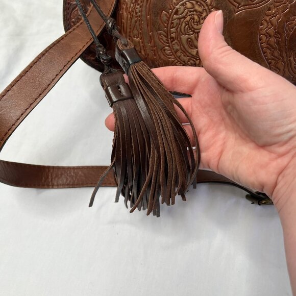 Patricia Nash Tooled Leather Crossbody Western Boho Saddle Bag - Picture 7 of 16
